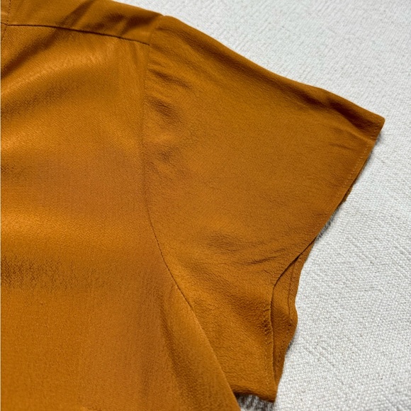 Madewell Ochre Brown Crepe Vneck Button Front Dress S - Picture 6 of 8